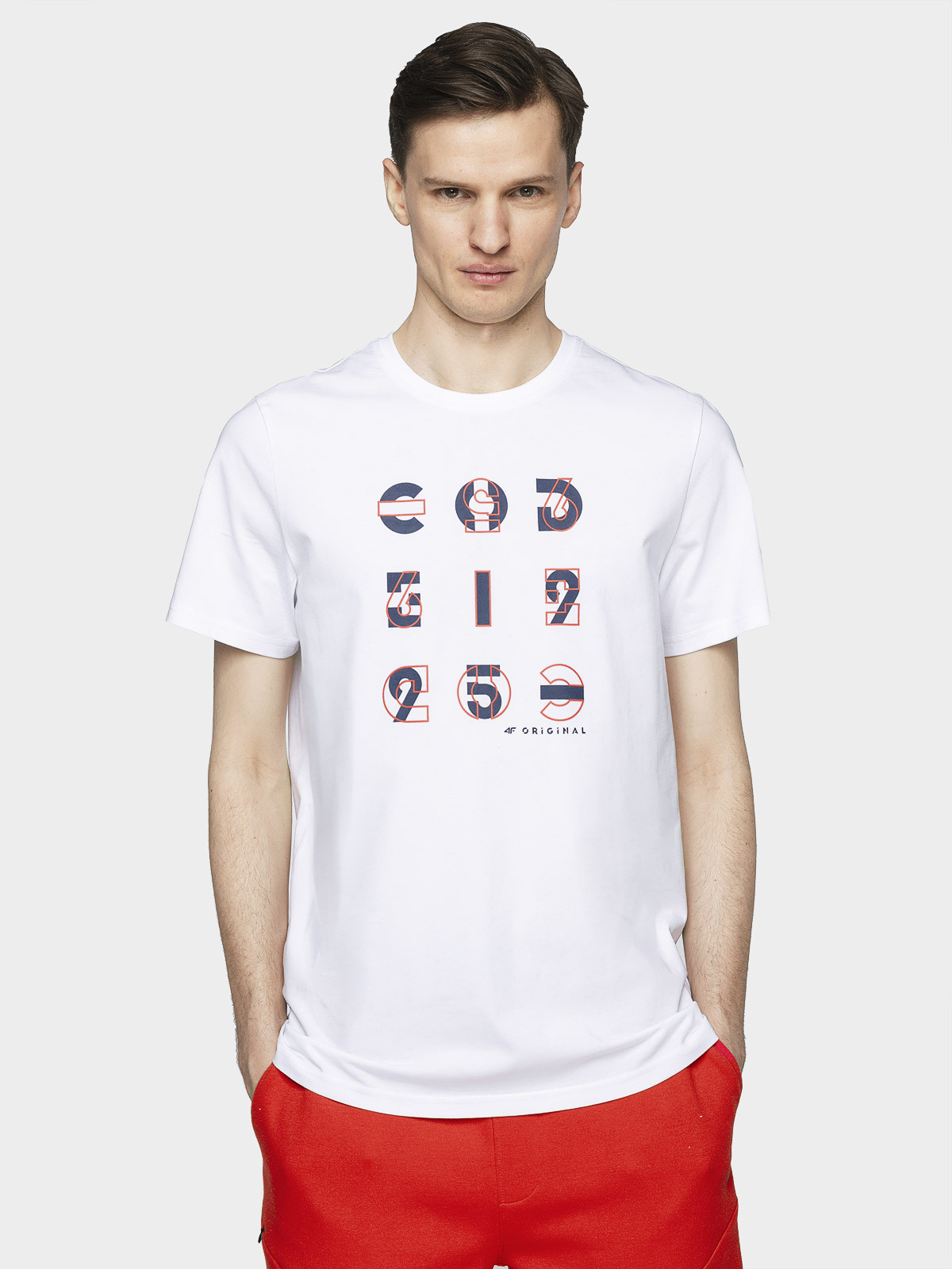 Levně 4F H4L21-TSM018 WHITE Pánské tričko