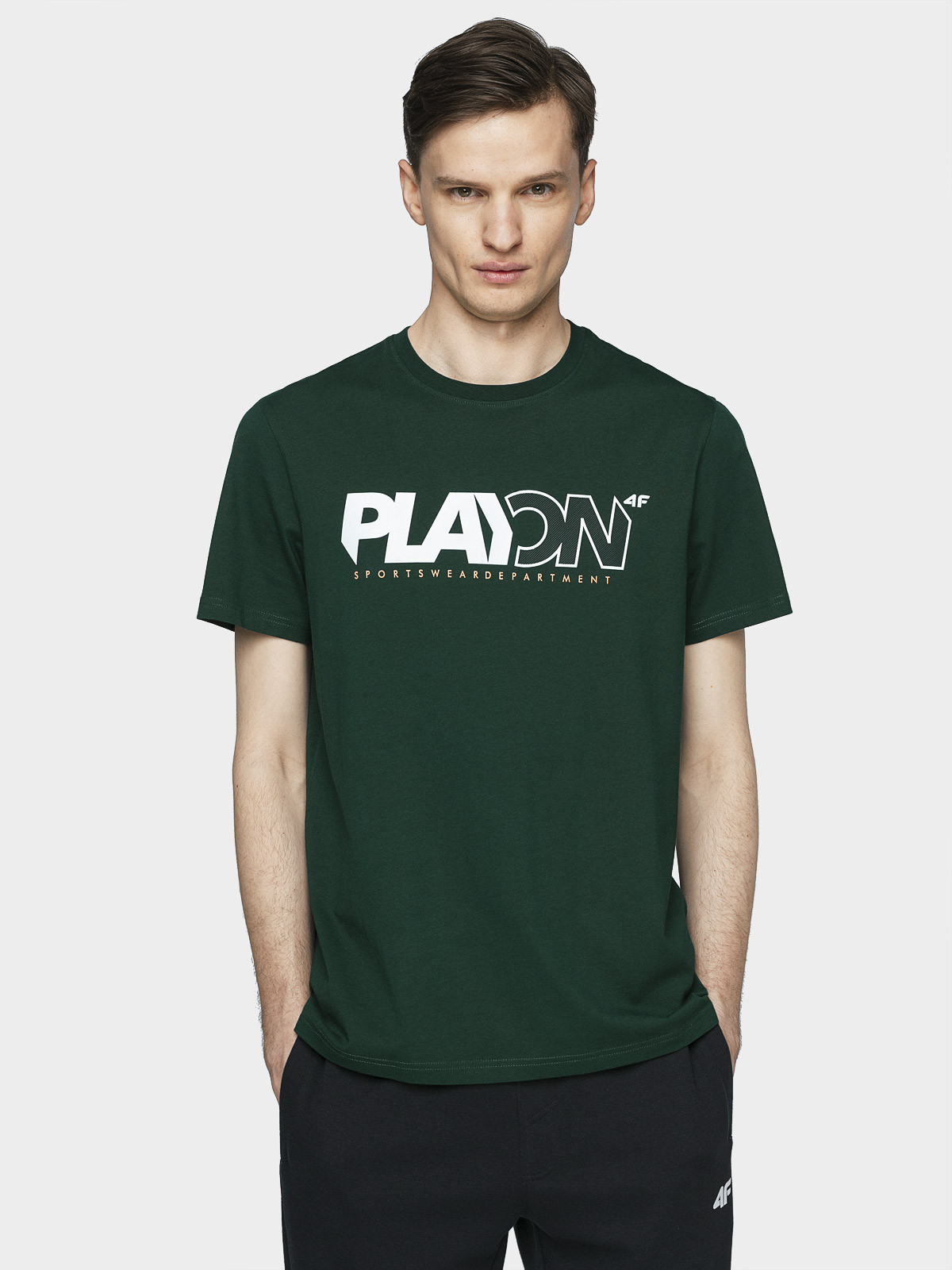 Levně 4F H4L21-TSM013 DARK GREEN Pánské tričko