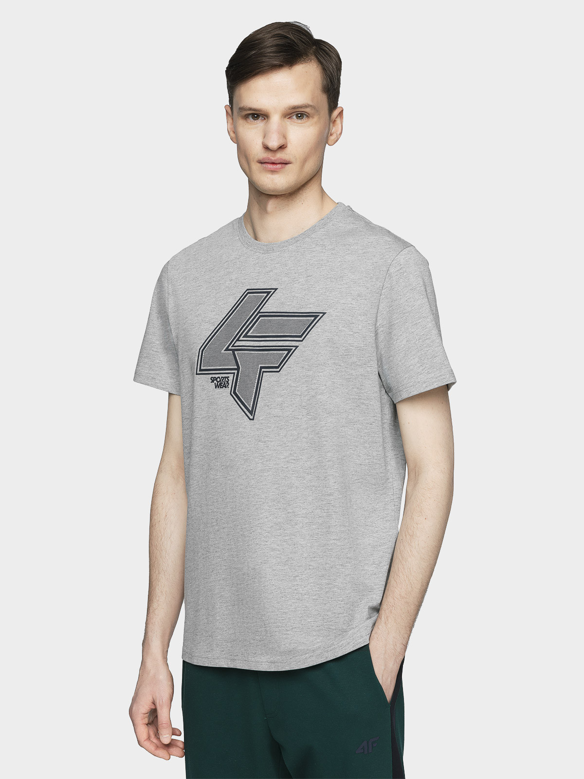 Levně 4F H4L21-TSM010 GREY MELANGE Pánské tričko