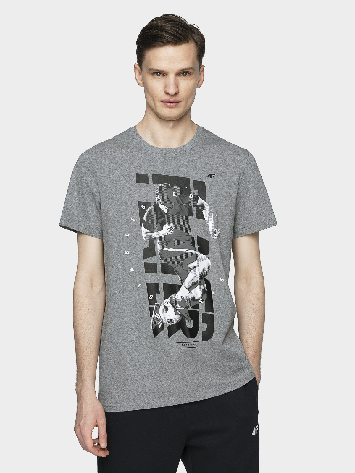 Levně 4F H4L21-TSM011 GREY MELANGE Pánské tričko