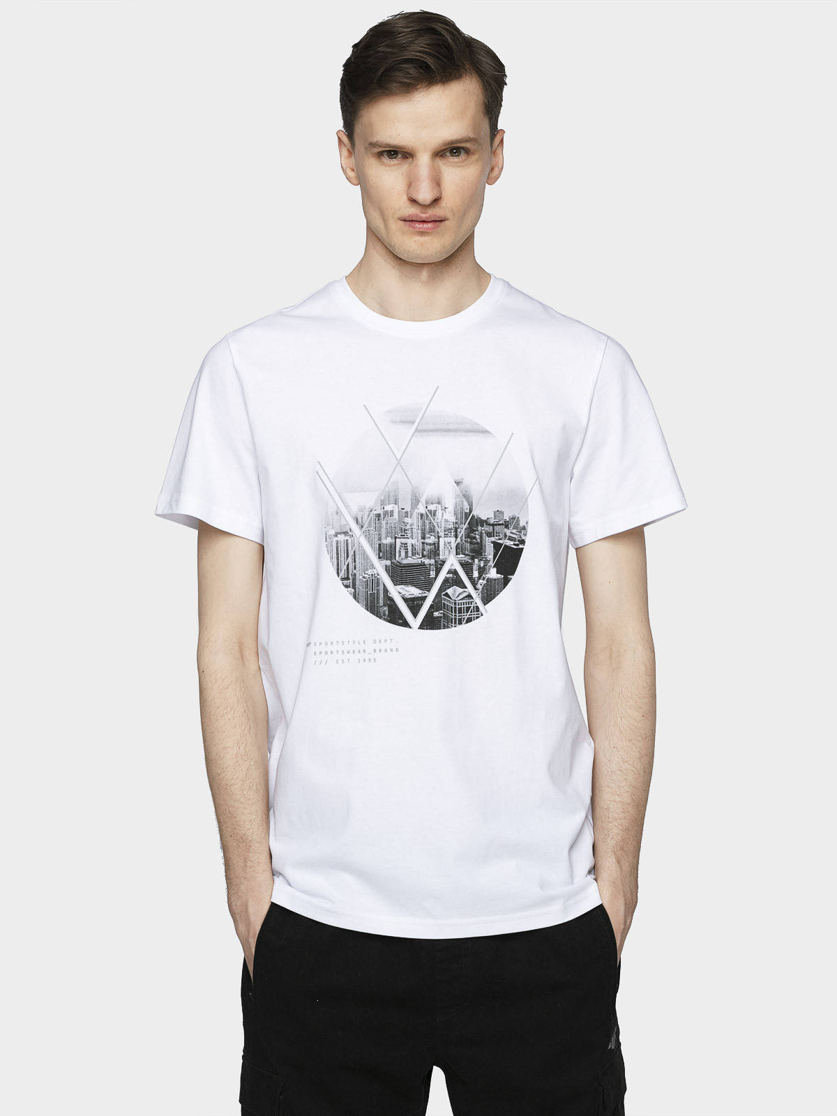 Levně 4F H4L21-TSM023 WHITE Pánské tričko
