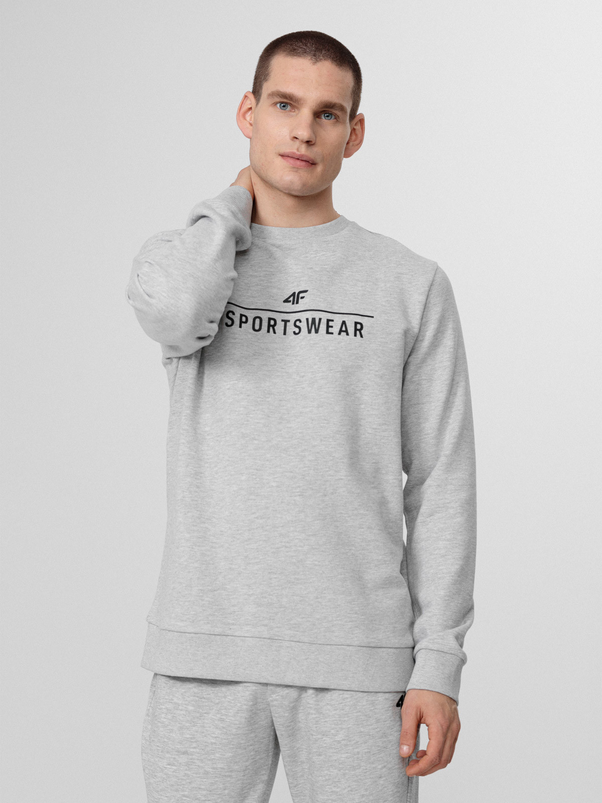 Levně 4F H4L22-BLM350 COLD LIGHT GREY MELANGE Pánská mikina