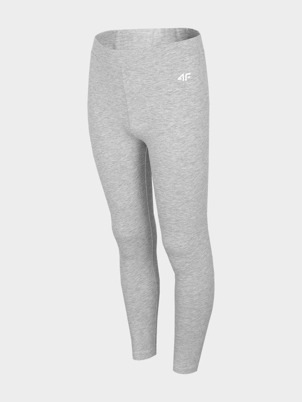 Levně 4F HJL22-JLEG001 COLD LIGHT GREY MELANGE Dětské legíny