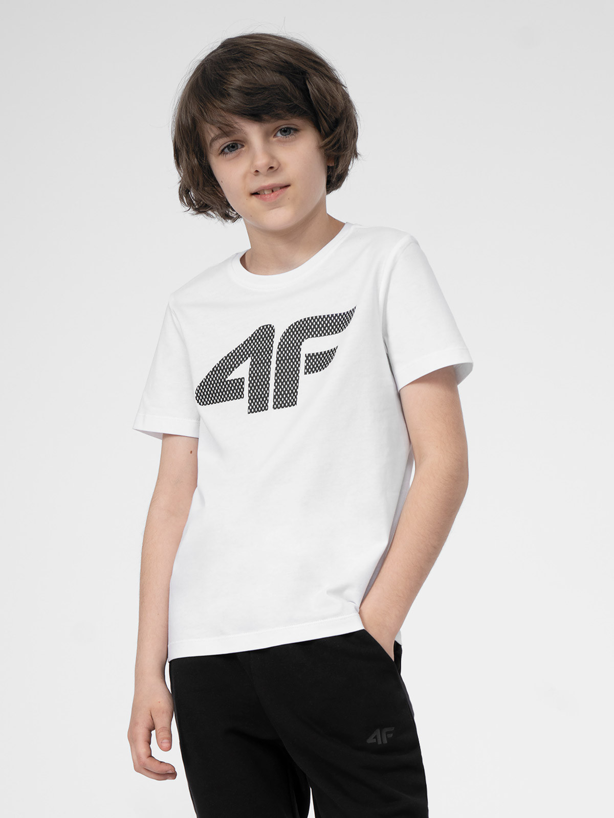 Levně 4F 4FJSS23TTSHM293 WHITE Dětské tričko
