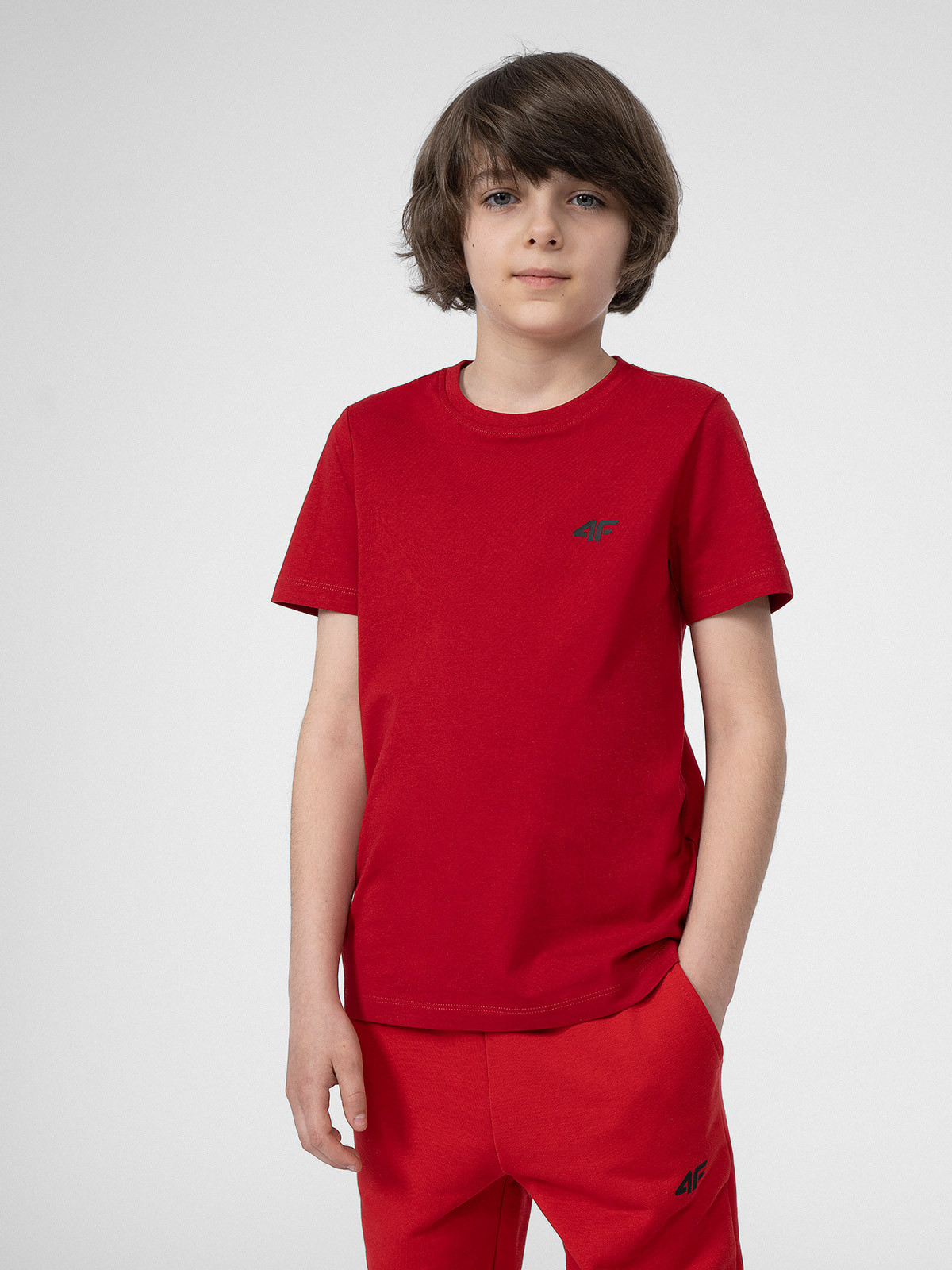 Levně 4F 4FJSS23TTSHM291 RED Dětské tričko